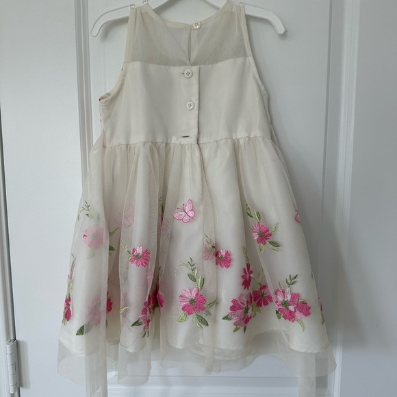 Jona Michelle Floral and Butterfly Embroidered Kids Dress with Pink - Picture 3 of 5